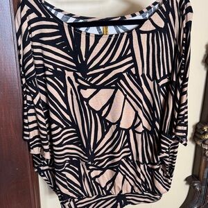 Rachel Pally Black and Tan Patterned Blouse